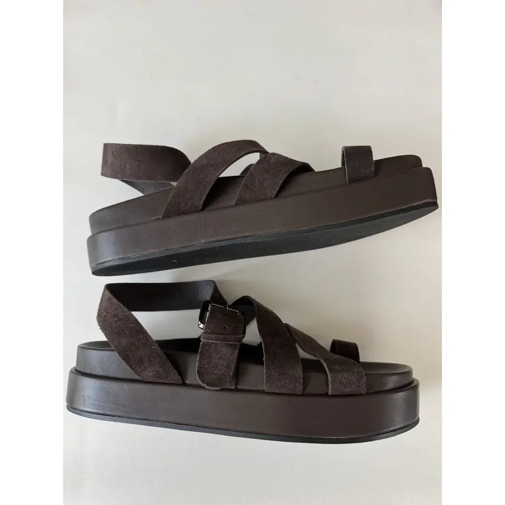 Jeffrey Campbell Suede Sandals Women’s 9.5 Cocoa Brown Platform Anthropologie